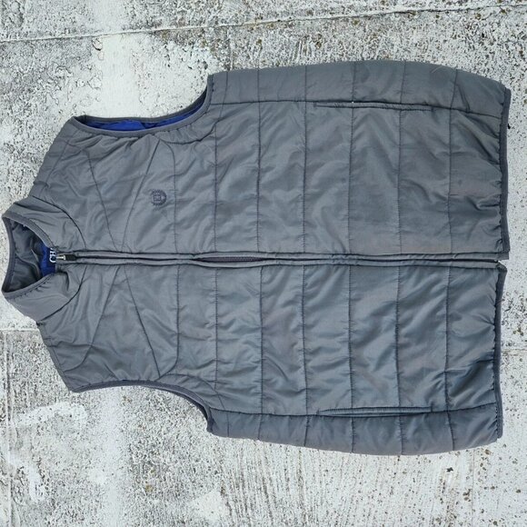 Chaps Men Vest Gray Puffer Light Weight Sleeve Less Zip Up Jacket Coat Size M - Picture 6 of 12